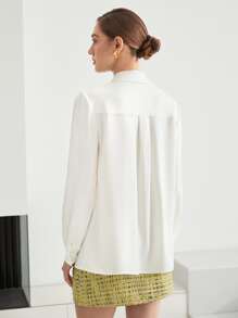 MOTF PREMIUM Blusa con botón cuello - Blanco - Ver 8