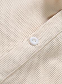 Manfinity Homme Men Solid Waffle Knit Polo Shirt - Beige - View 5