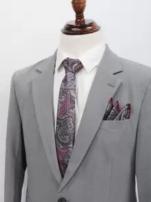 2 Cái/bộ Cà Vạt Thiết Kế Hạt Điều Dày Đặc Cho Nam - Màu tím - Xem 1