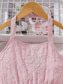 Girls Jacquard Halter Neck Dress - Dusty Pink - View 4