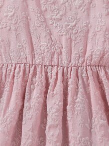 Girls Jacquard Halter Neck Dress - Dusty Pink - View 5