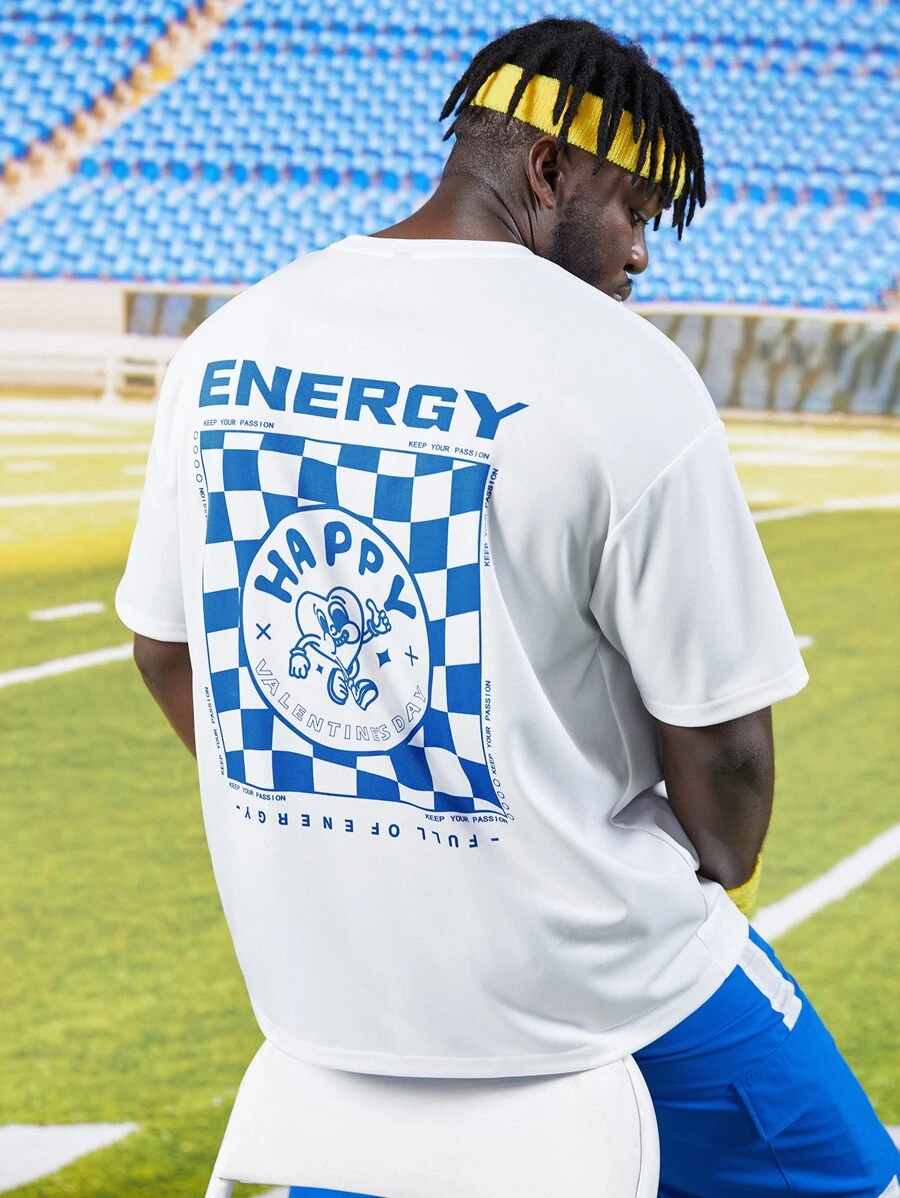 Manfinity Hombres Camiseta con estampado de letra y dibujos animados - Blanco - Ver 1