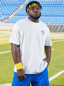 Manfinity Hombres Camiseta con estampado de letra y dibujos animados - Blanco - Ver 2