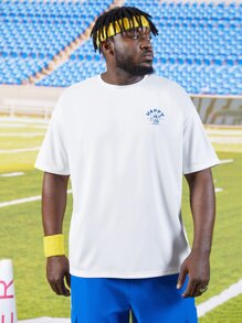 Manfinity Hombres Camiseta con estampado de letra y dibujos animados - Blanco - Ver 4