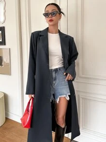 DAZY Classic Business Casual Style Solid Color Long Jacket