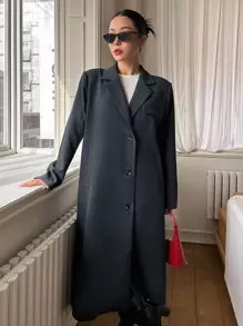 DAZY Classic Business Casual Style Solid Color Long Jacket