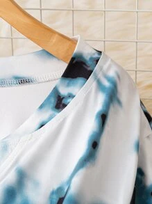 SHEIN LUNE Camiseta de tie dye de cuello de muesca - Multicolor - Ver 4