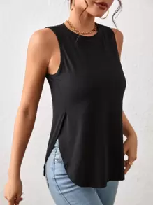 Chiquease Curved Hem Tank Top - Black - View 4