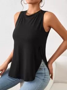 Chiquease Curved Hem Tank Top - Black - View 5