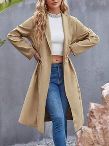 SHEIN LUNE 捲邊袖腰帶風衣外套