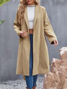 SHEIN LUNE 捲邊袖腰帶風衣外套