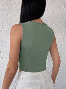 EURMUSE Top tank crop unicolor tejido de canalé