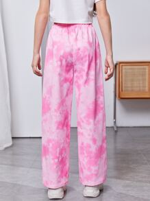 SHEIN 女孩紮染腰帶長褲