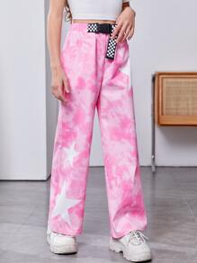 SHEIN 女孩紮染腰帶長褲