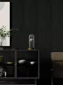 1pc Thick Black Wood Grain Decorative Self-Adhesive Wallpaper For Cabinet, Table, Chair Renovation - Black - View 5