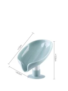 Caja de jabón en forma de hoja, soporte de jabón de drenaje, caja para baño, plato de jabón de ducha, placa de almacenamiento de esponja, bandeja de baño - Azul - Ver 4