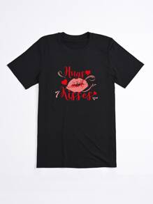 Calvaya Camiseta con estampado de labio y letra - Negro - Ver 6