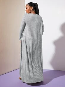 SHEIN SXY Solid Open Front Longline Coat - Light Grey - View 2