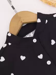 Girls Allover Heart Print Shirt - Black - View 3