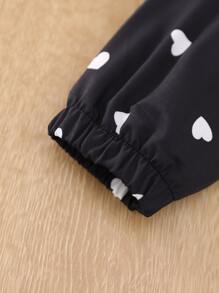 Girls Allover Heart Print Shirt - Black - View 5