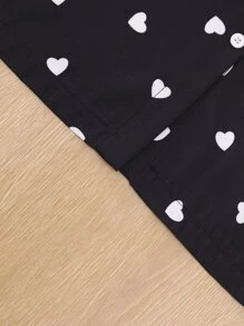 Girls Allover Heart Print Shirt - Black - View 6