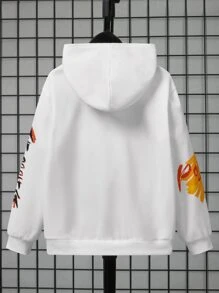 SHEIN Áo nỉ in hình khẩu hiệu dành cho bé trai tuổi teen - trắng - Xem 2