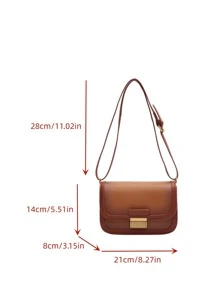 Bolsa cuadrada con diseño metal con solapa - Marrón - Ver 3