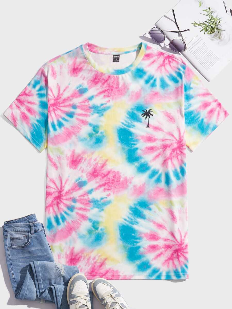 Manfinity Men Tie Dye Palm Tree Print Tee - Multicolor - View 1