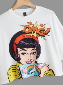 Joe McDermott Plus Figure Graphic Drop Shoulder Tee - White - View 2