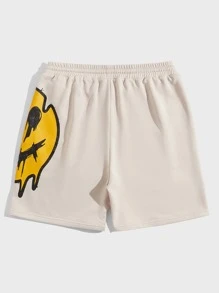 Manfinity VCAY Quần Short Nam Dây kéo Túi Hoạt hình Đường phố - Màu be - Xem 2