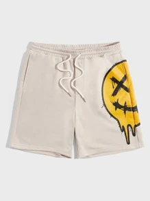 Manfinity VCAY Quần Short Nam Dây kéo Túi Hoạt hình Đường phố - Màu be - Xem 1