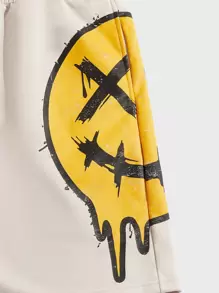 Manfinity VCAY Quần Short Nam Dây kéo Túi Hoạt hình Đường phố - Màu be - Xem 5