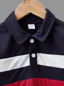 SHEIN 青少年男孩休闲拼色短袖 Polo 衫