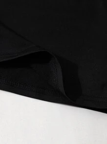 SHEIN 小女童網紗拼接吊帶短上衣 - 黑色 - 查看 4