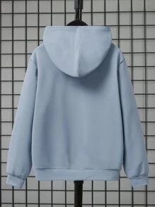 SHEIN Tween Boy Bear & Letter Embossed Patch Detail Hoodie