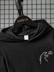 SHEIN Tween Boy Dinosaur Print Sweatshirt - Black - View 3