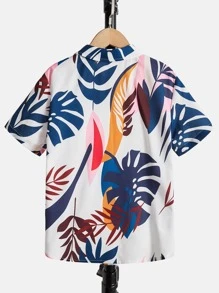 SHEIN Boys Tropical Print Shirt - Multicolor - View 2