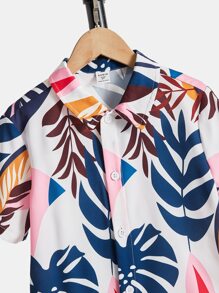 SHEIN Boys Tropical Print Shirt - Multicolor - View 3