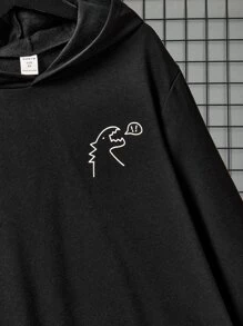 SHEIN Tween Boy Dinosaur Print Sweatshirt - Black - View 5