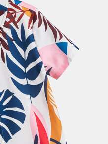 SHEIN Boys Tropical Print Shirt - Multicolor - View 4