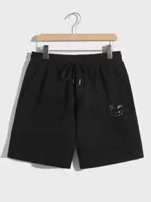 Manfinity RebelGame Men Reflective Cartoon Graphic Tee & Shorts - Black - View 9