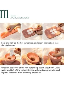 1pc Leaf & Letter Embroidered Hot Water Bag - Multicolor - View 3