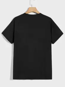 Manfinity RebelGame Men Reflective Cartoon Graphic Tee & Shorts - Black - View 11