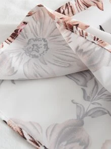 Niñitas Vestido con estampado floral de malla ribete con fruncido - Blanco - Ver 7