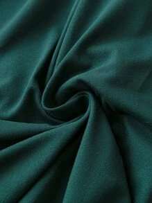 SHEIN LUNE Đầm Plus Size Dây kéo viền lá sen Xù màu trơn Giải trí - Màu xanh lá cây đậm - Xem 4