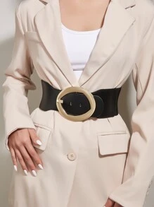 Oval Buckle Belt - Black - View 1