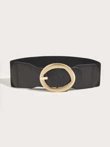 Oval Buckle Belt - Black - View 2