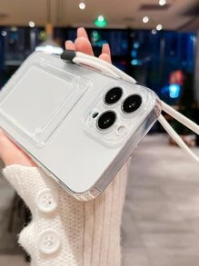 Clear Card Slot Phone Case With Lanyard - Clear - View 2