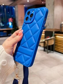 Quilted Phone Case With Lanyard - Blue - View 3