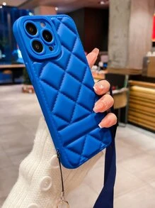 Quilted Phone Case With Lanyard - Blue - View 4